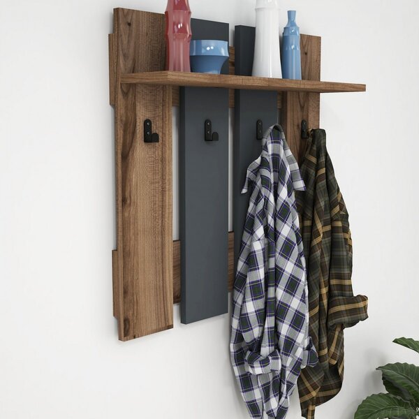 Hanah Home Nástenný vešiak Mita 70 cm hnedý/čierny