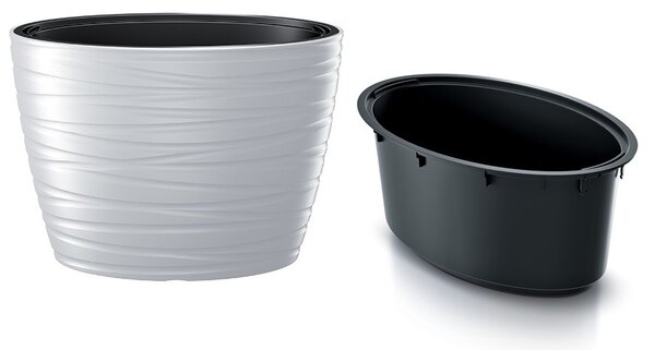 Prosperplast Oválny kvetináč s vložkou Maxe biely 58,5cm