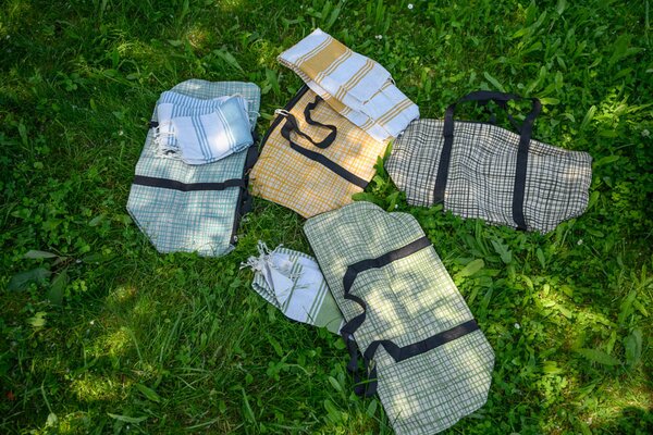 Štýlový set plážovej tašky + osušky HAMAM 75x150 cm, okrovo žltý
