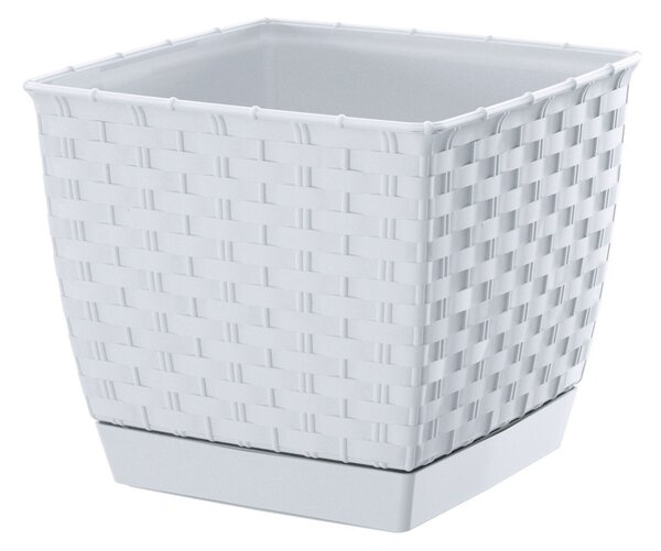 Prosperplast Ratolla Square biely kvetináč, variant 22 cm