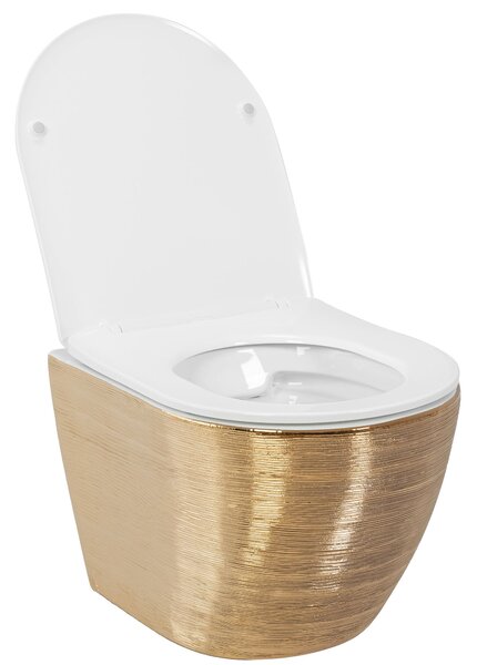 Závesná WC misa Carlo Flat - brúsené zlato