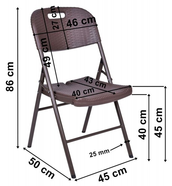 TZB Skladacia stolička Rattan - hnedá