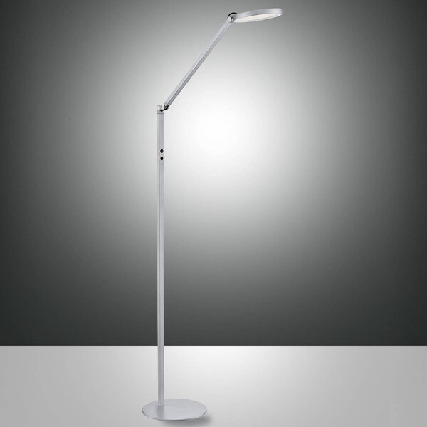 Fabas Luce Stojaca LED lampa Regina, 1-plameňová, hliník, Hliník / sivá / zinok, Obývacia izba / jedáleň, kov, Moderný, Stolová lampa