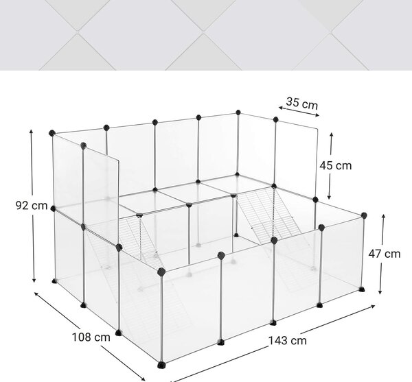 SONGMICS Ohrádka pre malé zvieratá 143 x 92 x 108 cm