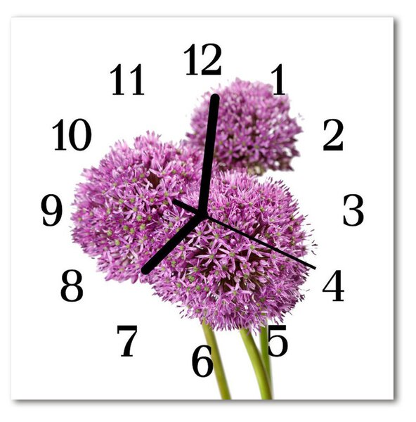 Sklenené hodiny štvorcové Kvetina 30x30 cm