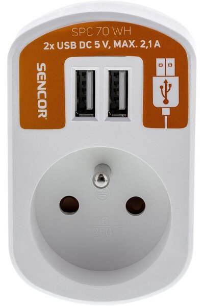 Retlux RPC 70 WH Zásuvka biela, 2x Sencor USB