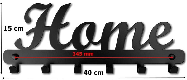 TZB Nástenný vešiak HOME 40 cm čierny