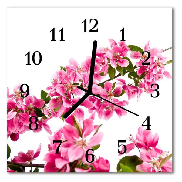 Sklenené hodiny štvorcové Kvety 30x30 cm
