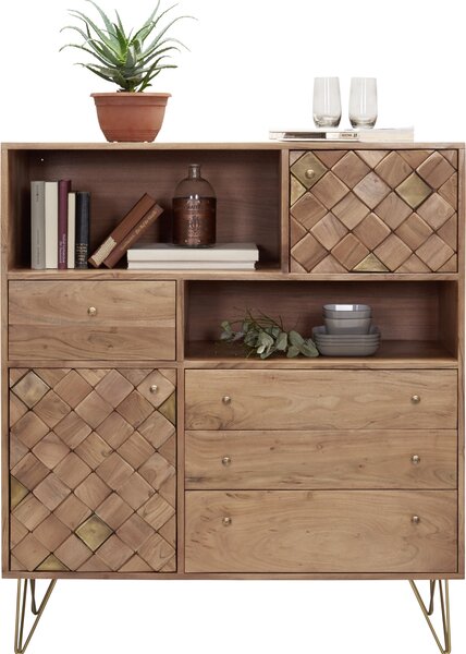 KOMODA, akácia, farba akácie, bronzová, 110/126/40 cm Ambia Home - Komody