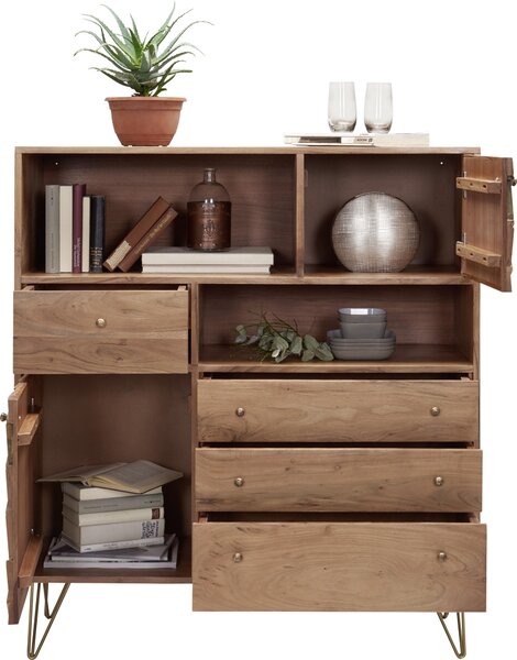 KOMODA, akácia, farba akácie, bronzová, 110/126/40 cm Ambia Home - Komody