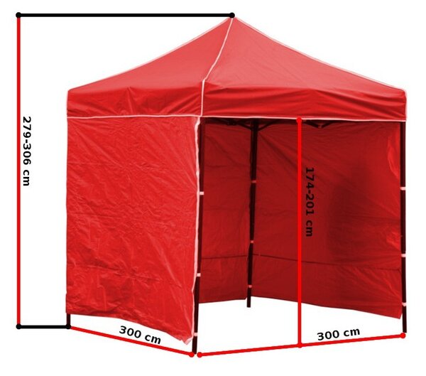 TZB Záhradná párty stan 3x3m 3 steny - modrý