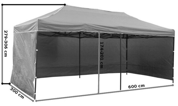 TZB Zahradý párty stan 3x6m 3 steny - bíelý