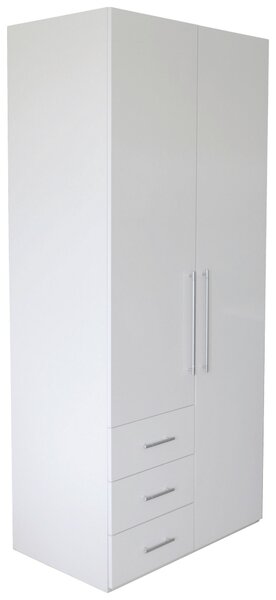 SKRIŇA S OTOČNÝMI DVERAMI, biela s vysokým leskom, biela, 98/218,6/59,4 cm Xora - Skrine