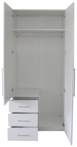 SKRIŇA S OTOČNÝMI DVERAMI, biela s vysokým leskom, biela, 98/218,6/59,4 cm Xora - Skrine