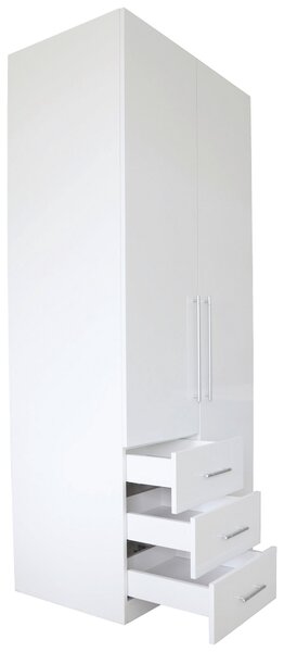 SKRIŇA S OTOČNÝMI DVERAMI, biela s vysokým leskom, biela, 98/218,6/59,4 cm Xora - Skrine