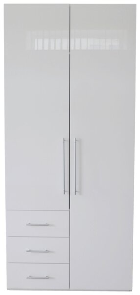 SKRIŇA S OTOČNÝMI DVERAMI, biela s vysokým leskom, biela, 98/218,6/59,4 cm Xora - Skrine