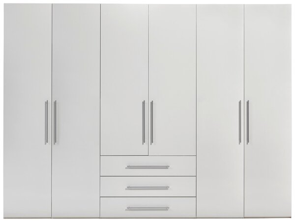 SKRIŇA S OTOČNÝMI DVERAMI, biela, biela s vysokým leskom, 292,8/218,6/59,6 cm Xora - Skrine