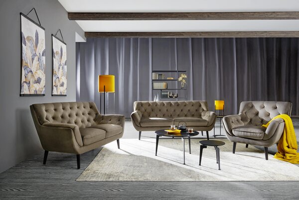 SEDAČKA CHESTERFIELD, textil, sivá, čierna Stylife - Sedačky