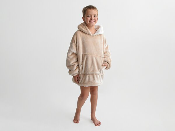 XPOSE® Detská mikinová deka s barančekom (malá) - biela káva