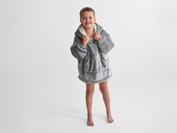 XPOSE® Detská mikinová deka s barančekom (malá) - svetlo sivá