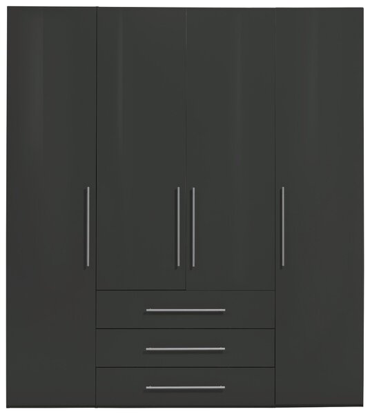 SKRIŇA S OTOČNÝMI DVERAMI, antracitová s vysokým leskom, antracitová, 195,5/218,6/59,5 cm Xora - Skrine