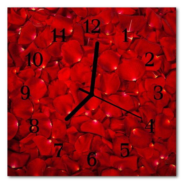 Nástenné sklenené hodiny Lístky ruží 30x30 cm