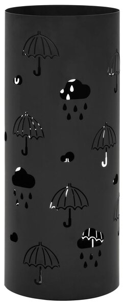 Oceľový držiak na dáždniky, motív dáždnikov čierny