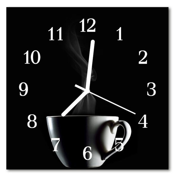 Nástenné sklenené hodiny Šálka kávy 30x30 cm