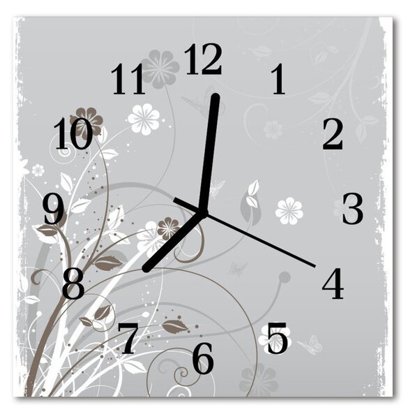 Nástenné sklenené hodiny Kvety 30x30 cm