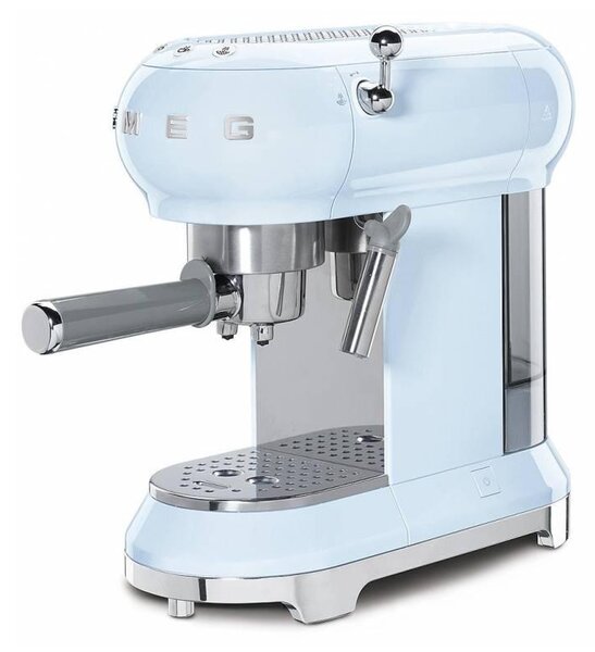 SMEG 50's Retro Style pákový kávovar na Espresso / Cappucino 15 barov 2 cup pastelová modrá ECF01PBEU, pastelová modrá