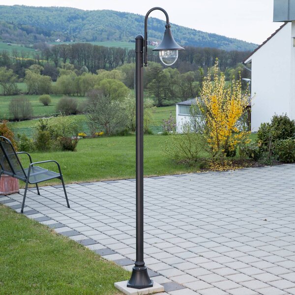 Vonkajšie svietidlo Lindby Daphne, 220 cm, čierne, IP44, Čierna, Hliník, Moderný, Vonkajší veľký svietník s jedným svetlom