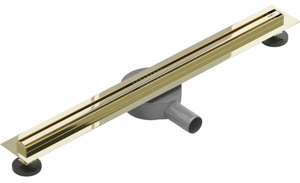 Mexen Flat nerezový sprchový žľab s rotačným 360° sifónom 60 cm, vzor SLIM, zlatá, 1541060