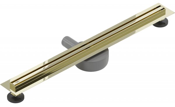 Mexen Flat nerezový sprchový žľab s rotačným 360° sifónom 60 cm, vzor SLIM, zlatá, 1541060