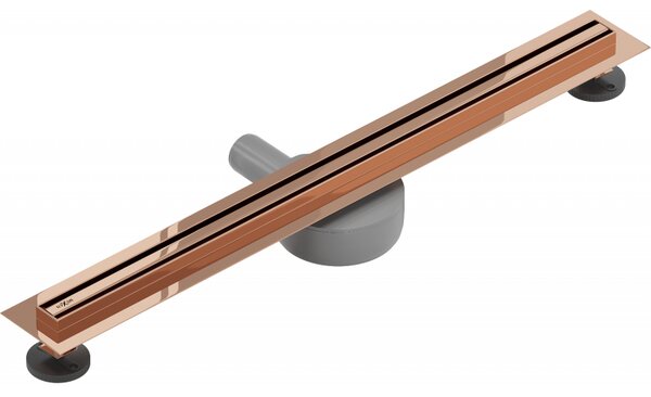 Mexen Flat nerezový sprchový žľab s rotačným 360° sifónom 60 cm, vzor SLIM, ružovo-zlatá, 1641060