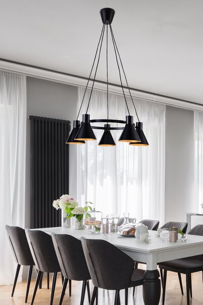 Čierno-zlatý závesný luster More pre žiarovku 5x E27 – LED lustre a svietidlá > Kolekcie svietidiel > Kolekcia svietidiel MORE