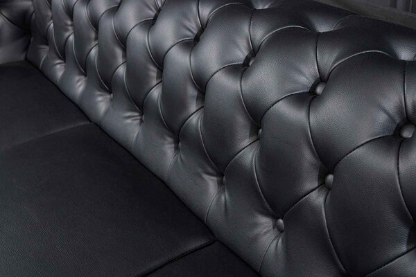 Dizajnová 3-miestna sedačka Chesterfield 205 cm čierna -