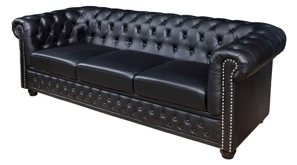 Dizajnová 3-miestna sedačka Chesterfield 205 cm čierna -