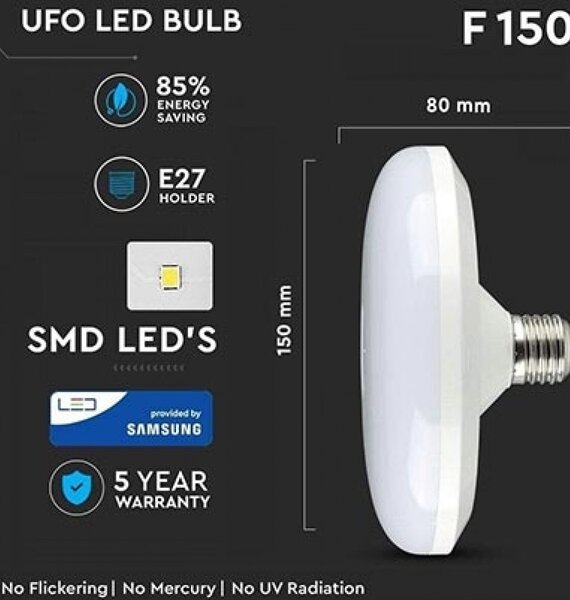 V-TAC E27 LED žiarovka UFO 16W, 1350lm, 3000K, 1+1 zadarmo! Farba svetla: Teplá biela