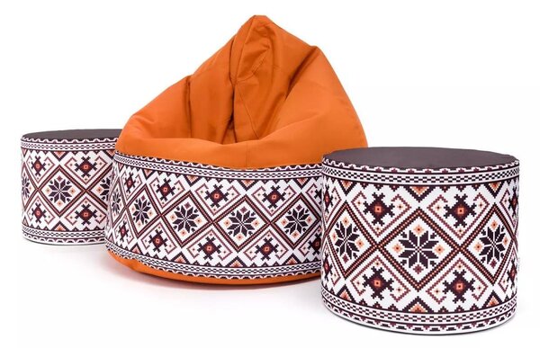 Sedací vak Viper Outdoor Folk – pohodlie s ľudovým štýlom do interiéru aj exteriéru Farba: Folk 5 - M3 oranžový
