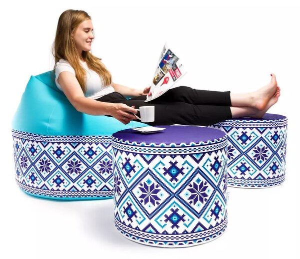 Sedací vak Viper Outdoor Folk – pohodlie s ľudovým štýlom do interiéru aj exteriéru Farba: Folk 5 - M3 oranžový