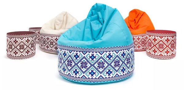 Sedací vak Viper Outdoor Folk – pohodlie s ľudovým štýlom do interiéru aj exteriéru Farba: Folk 5 - M3 oranžový
