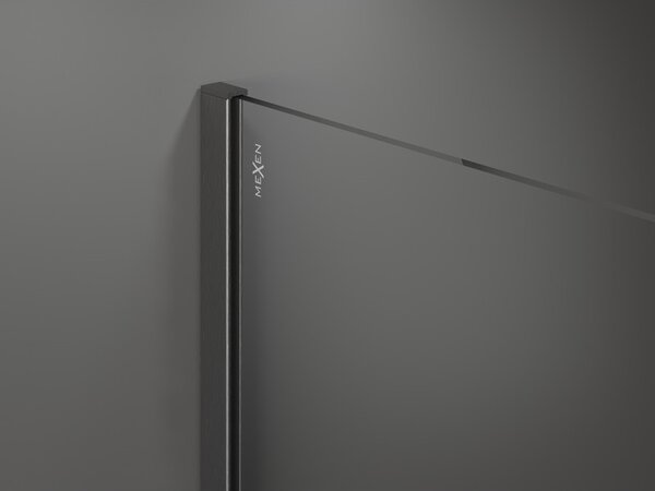 Mexen Kioto+, sprchová zástena Walk-In s poličkou a vešiakom 70 x 200 cm, 8mm sklo vzor zrkadlo, grafitový profil, 800-070-121-66-50