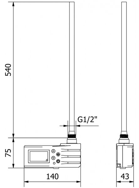 Mexen FA-J1229 elektrické vykurovacie teleso 600 W, čierne - W959-0600-70