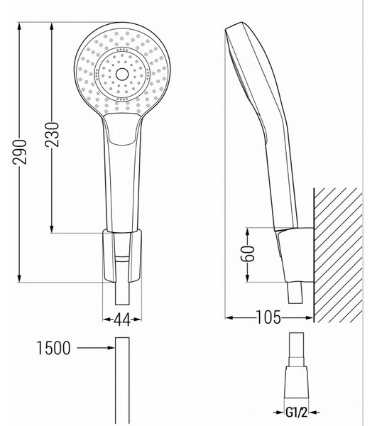 Mexen Fabia DF05 sprchová batéria so sprchovým setom, čierna - 74654DF05-70