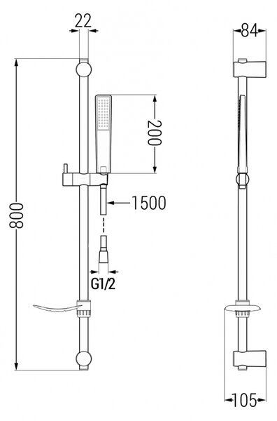 Mexen sprchový set DF72, čierna, 785724582-70
