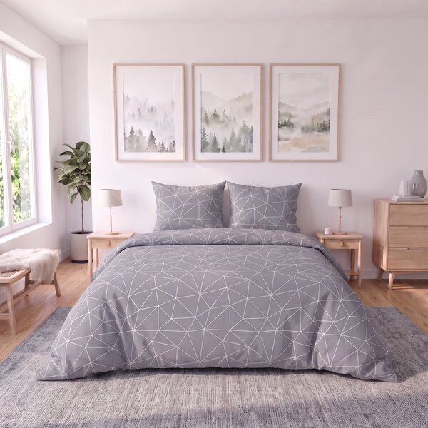 Kvalitex Posteľné bavlnené obliečky GRID sivé 1x 140/200, 1x 70/90cm