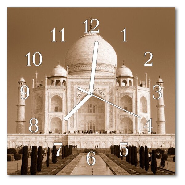 Sklenené hodiny štvorcové Taj mahal 30x30 cm