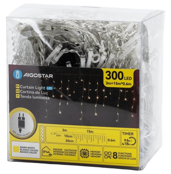 Aigostar - LED Vonkajšia dekoračná reťaz 75xLED/6W/230V 15x0,6m IP44 teplá biela