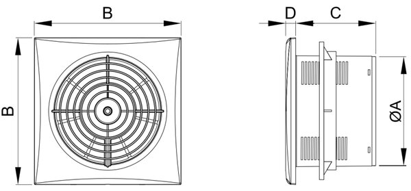 Mexen WXS, kúpeľňový ventilátor so senzorom vlhkosti a časovačom, priemer 150mm, biela, W9606-150-00