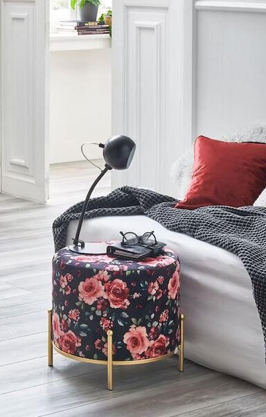 TABURETKA, kov, textil, kompozitné drevo, 40/40/40 cm Ambia Home - Kreslá